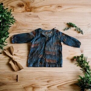 Sweewe Paris blue multicolors blouse 3/4 SleevesTop Sz M/L